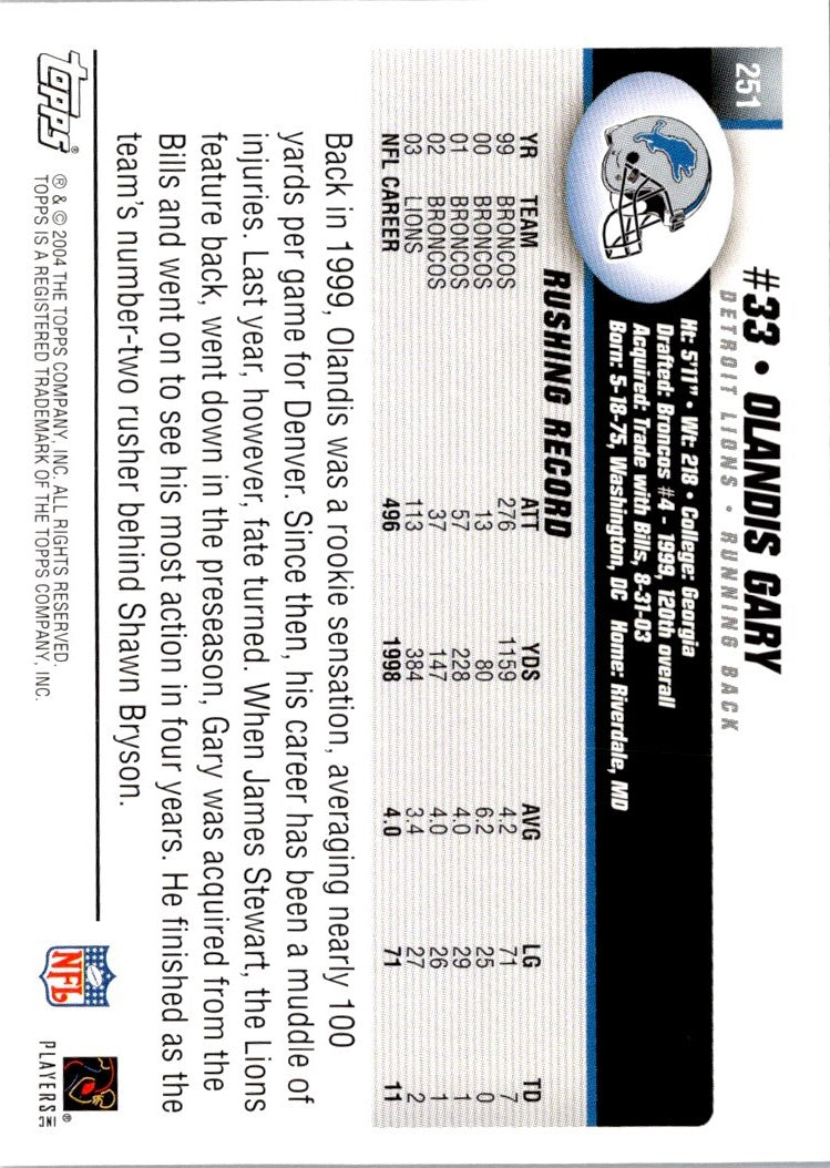 2004 Topps Olandis Gary