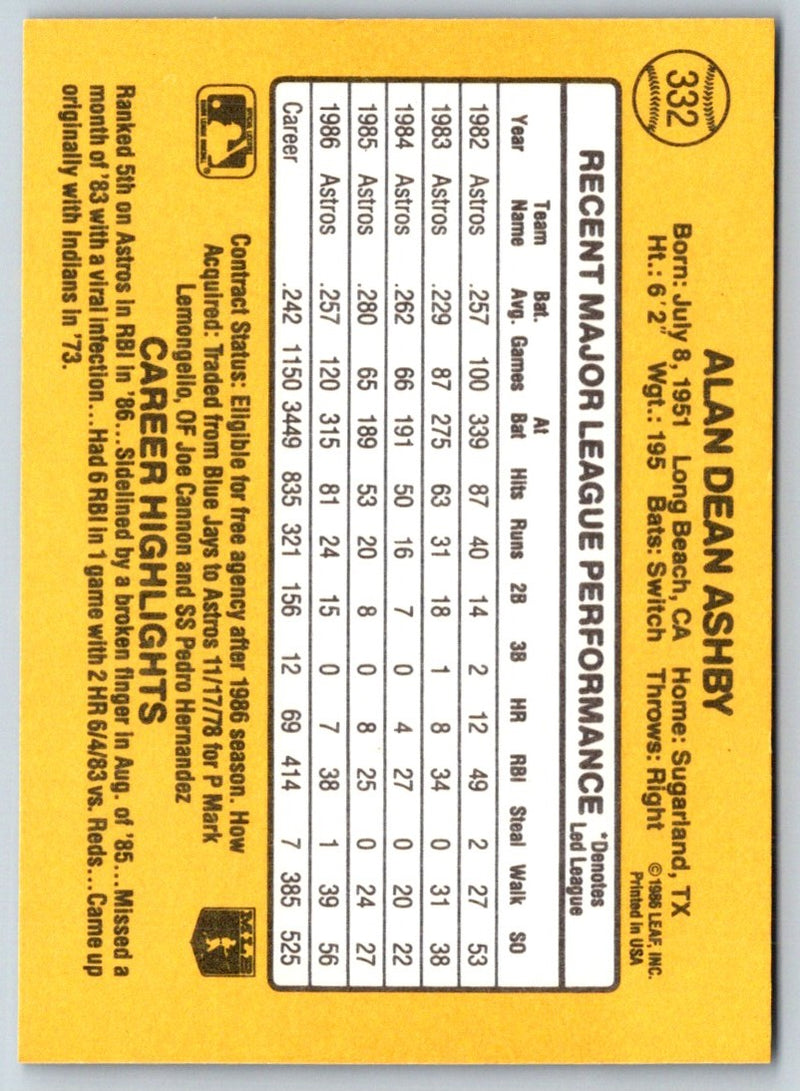 1986 Donruss Alan Ashby