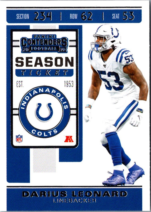 2019 Panini Contenders Season Ticket Red Zone Darius Leonard #32