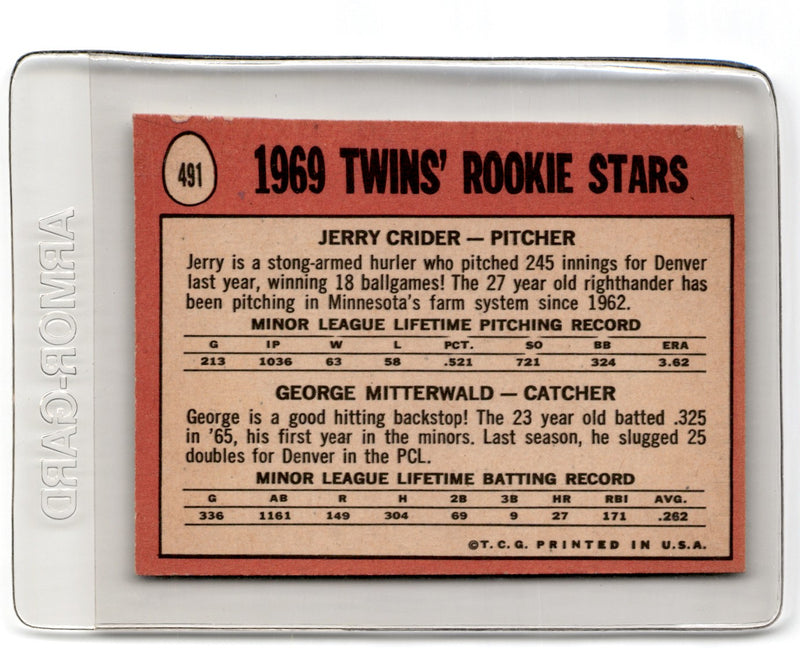 1969 Topps Twins 1969 Rookie Stars Jerry Crider/ Geo. Mitterwald