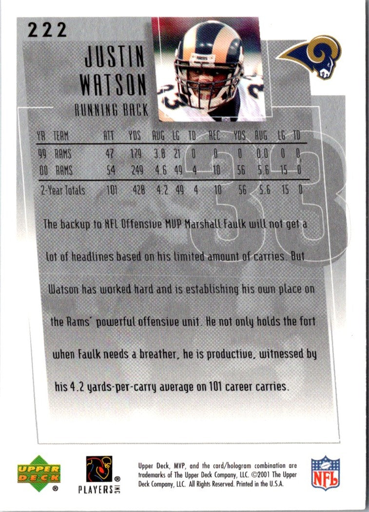 2001 Upper Deck MVP Justin Watson