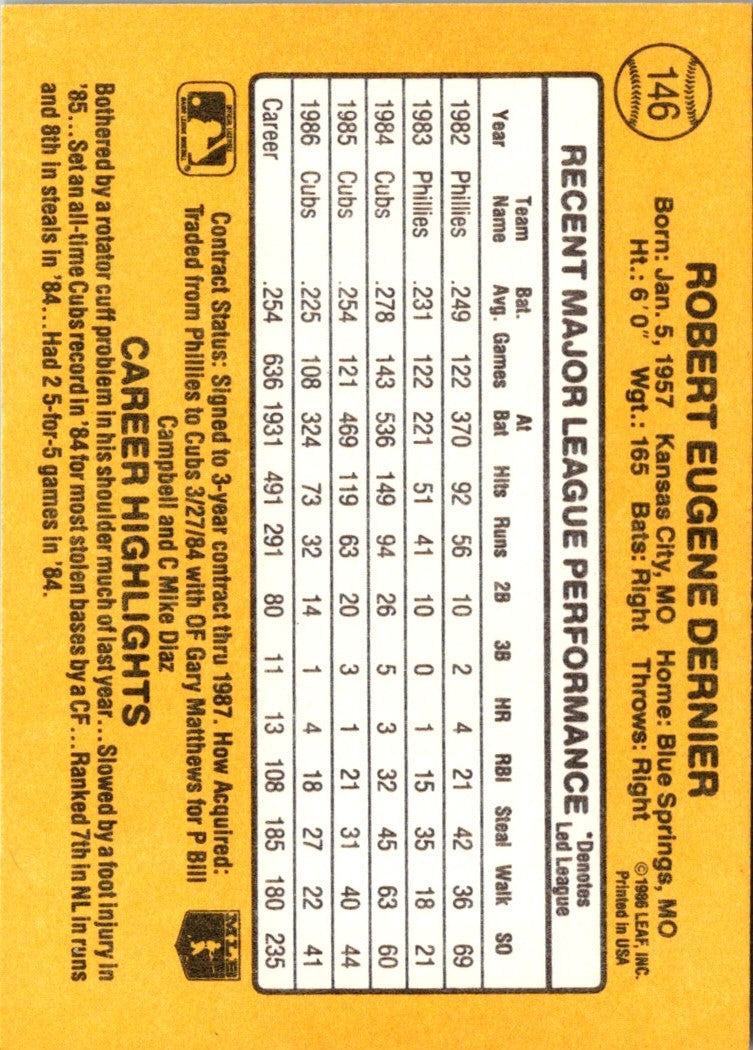 1987 Donruss Bob Dernier