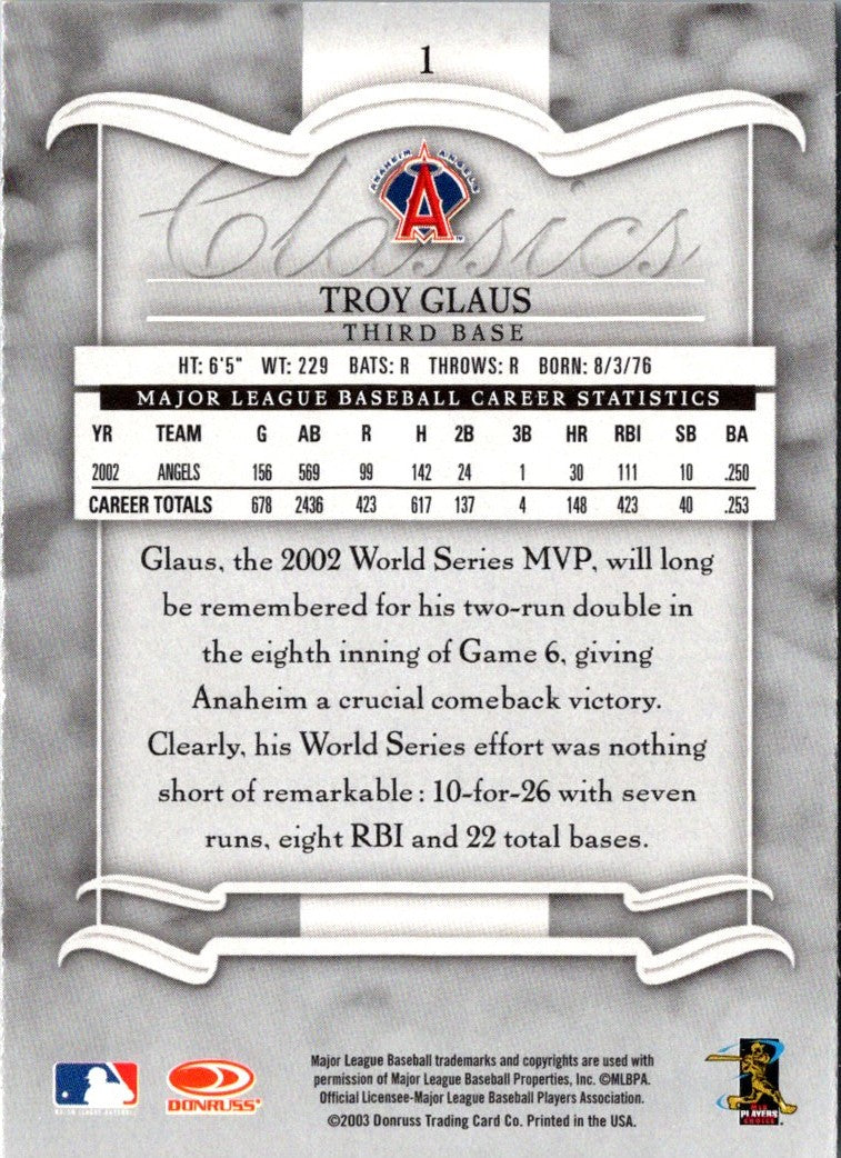 2003 Donruss Classics Troy Glaus