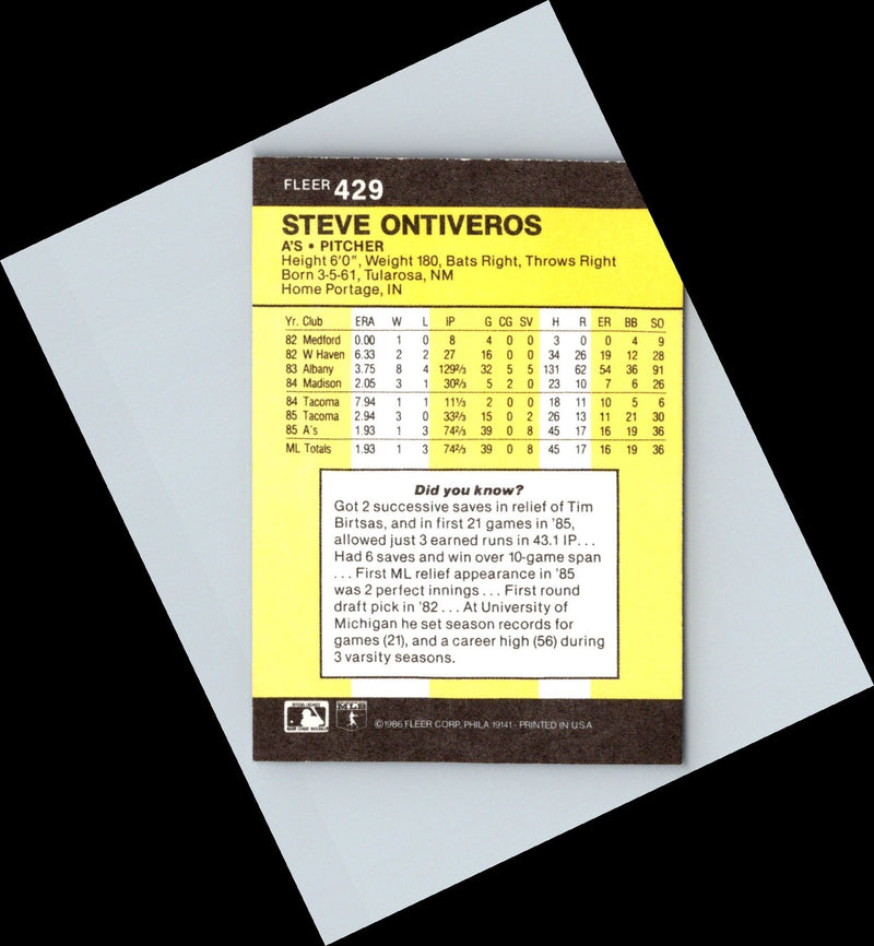 1986 Fleer Steve Ontiveros