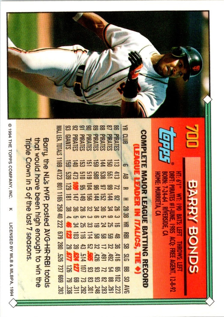 1994 Topps Barry Bonds