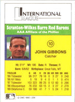 1990 CMC Scranton Red Barons John Gibbons #10