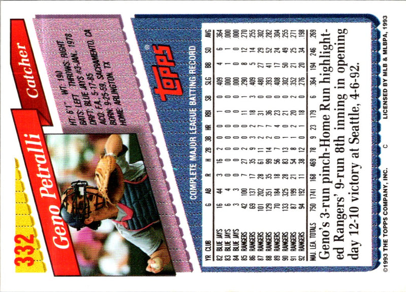 1993 Topps Gold Geno Petralli