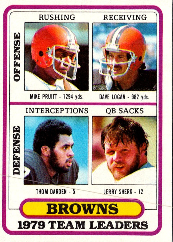 1980 Topps Mike Pruitt/Dave Logan/Thom Darden/Jerry Sherk #376 VG