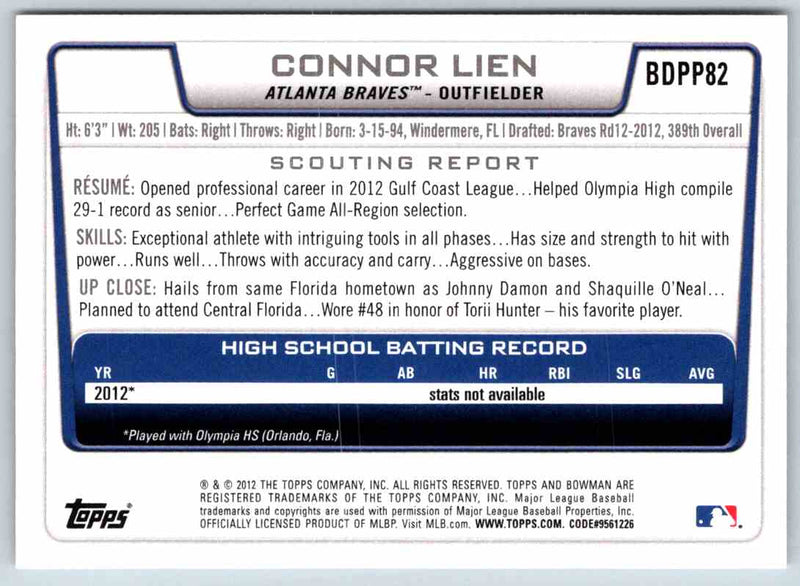 2012 Bowman Connor Lien