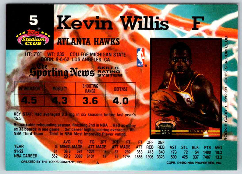 1992 Stadium Club Kevin Willis