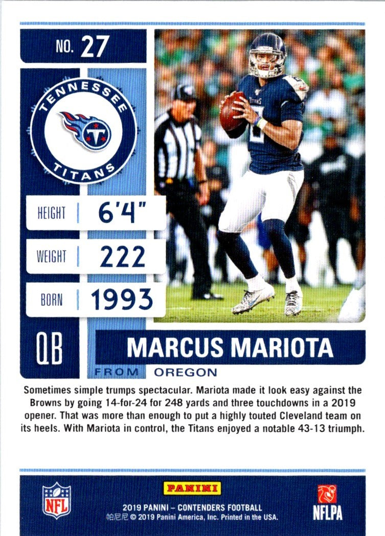 2019 Panini Contenders Marcus Mariota