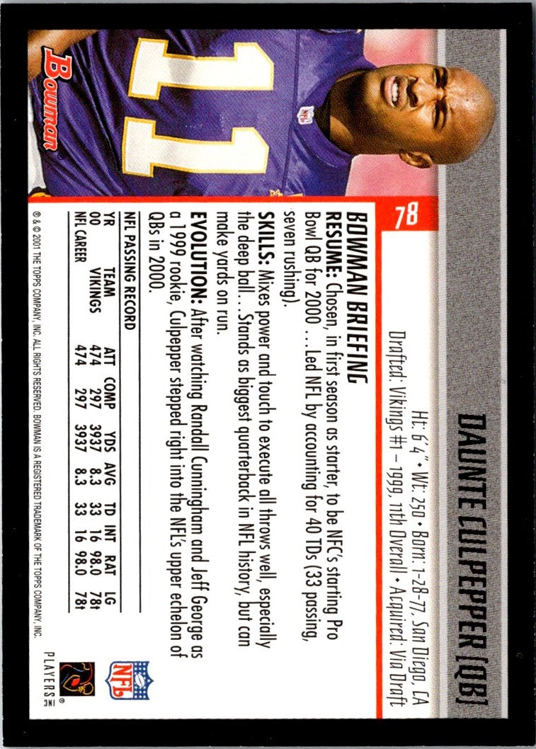 2001 Bowman Daunte Culpepper