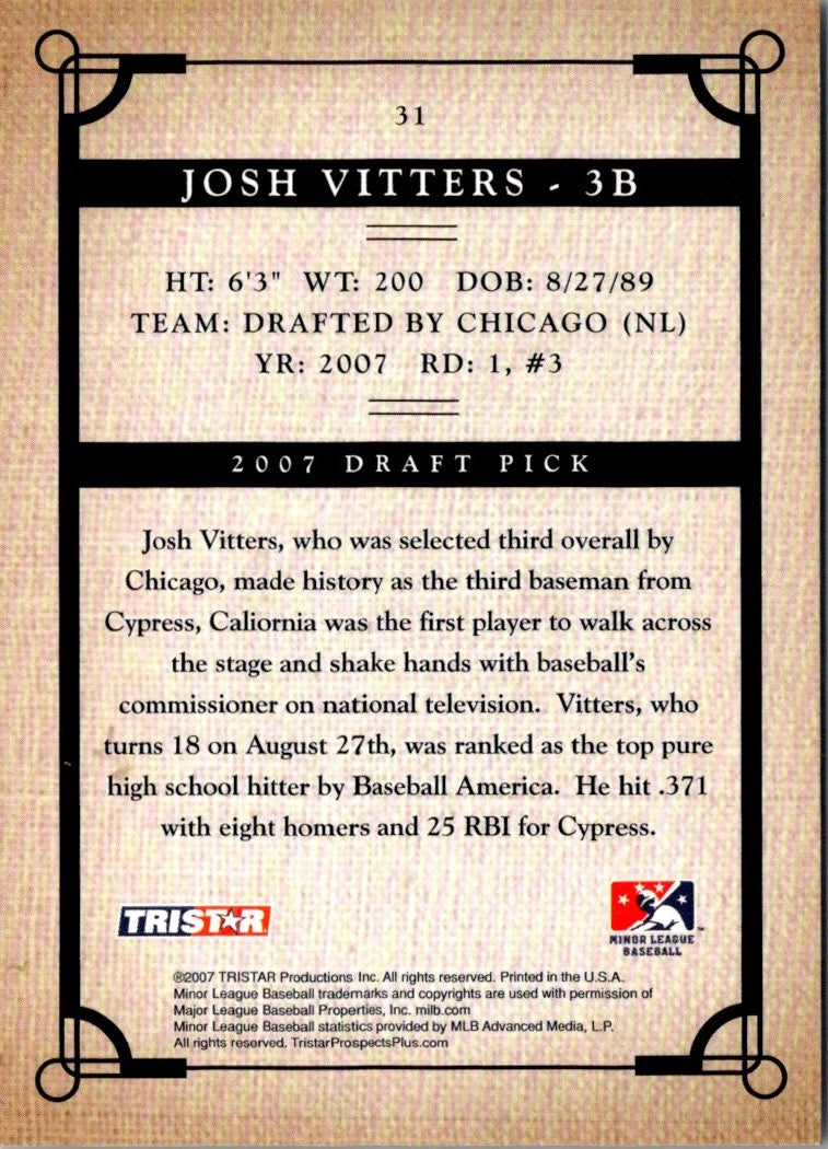 2007 Tristar Prospects Plus Josh Vitters