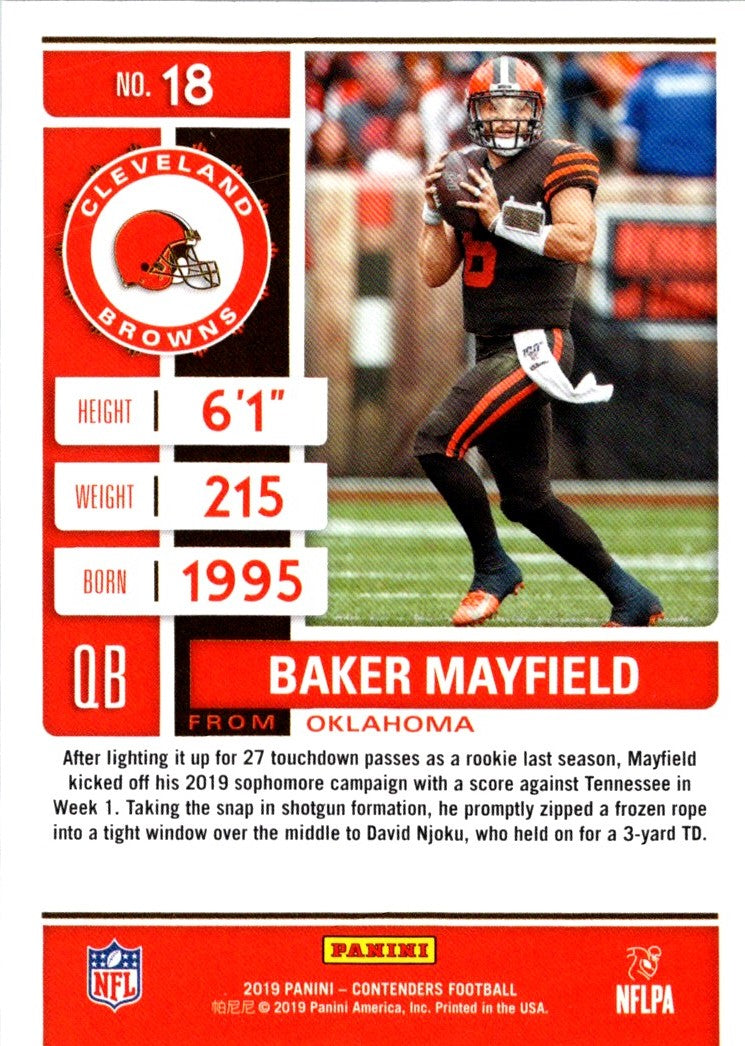 2019 Panini Contenders Season Ticket Red Zone Baker Mayfield