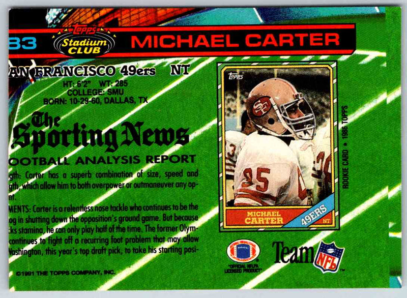 1991 Topps Stadium Club Football Michael Carter