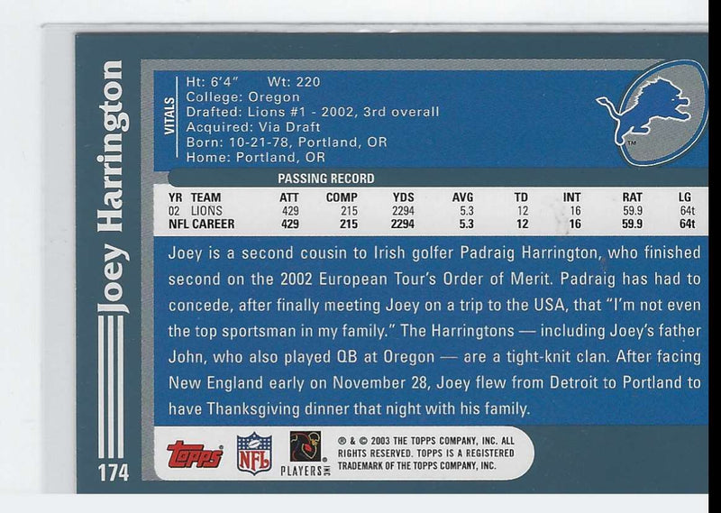 2003 Topps Joey Harrington