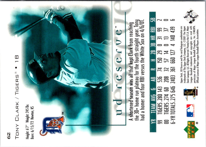 2001 UD Reserve Tony Clark