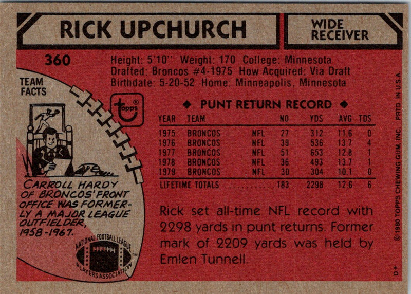 1980 Topps Rick Upchurch