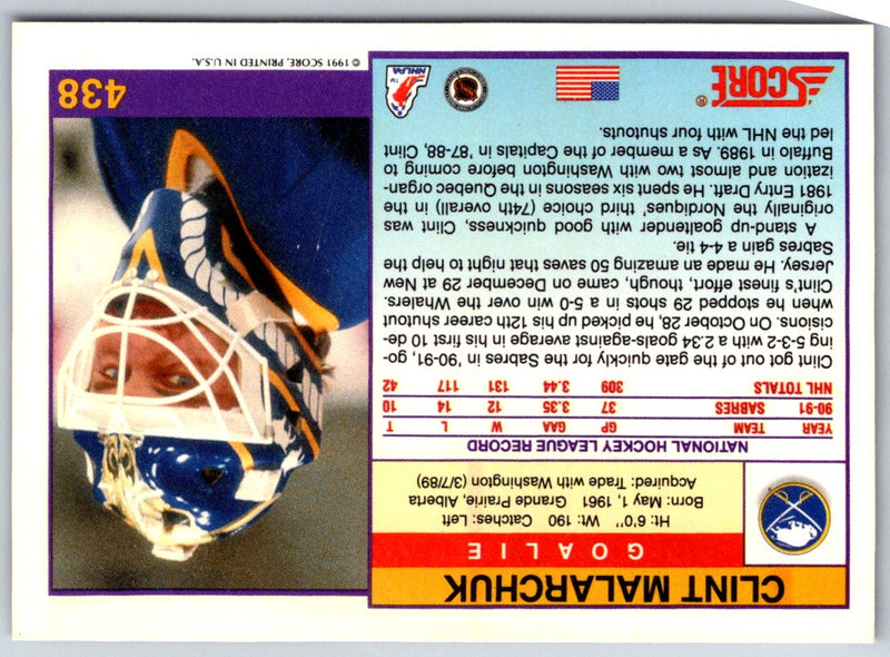 1991 Score American Clint Malarchuk