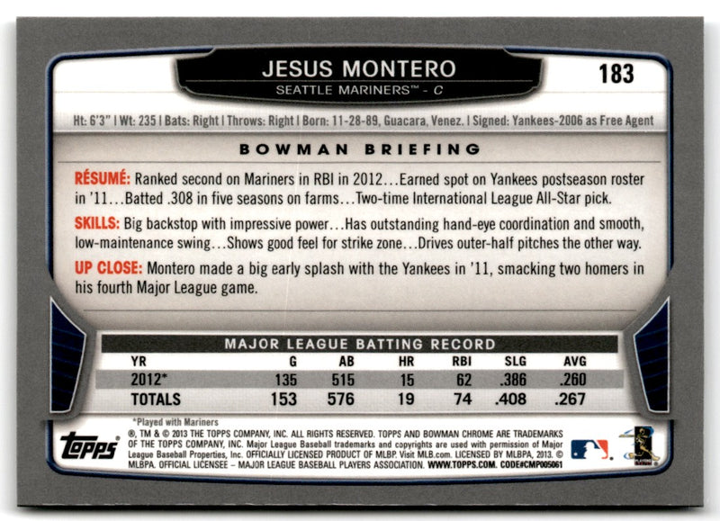 2013 Bowman Chrome Jesus Montero