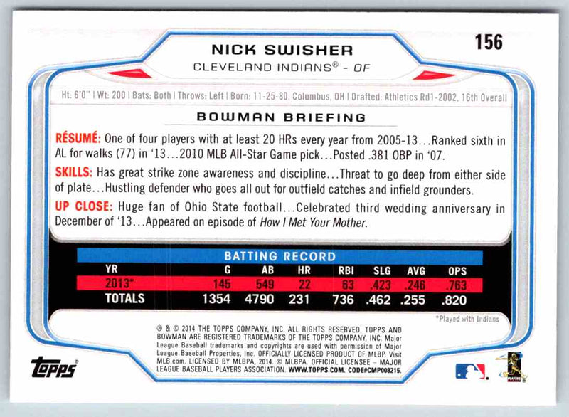 2014 Bowman Nick Swisher