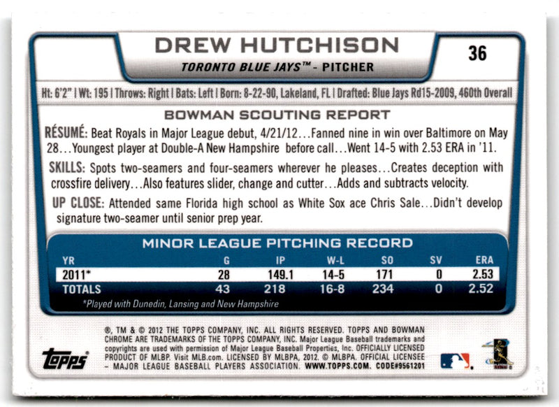 2012 Bowman Draft Picks & Prospects Chrome Drew Hutchison