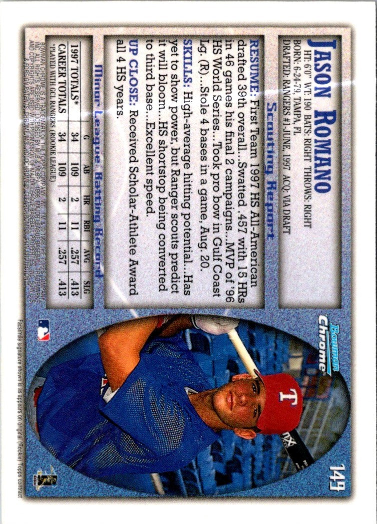 1998 Bowman Chrome Jason Romano