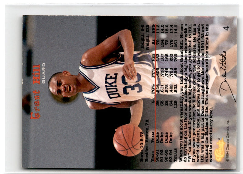 1994 Classic Draft ROY Sweepstakes Grant Hill