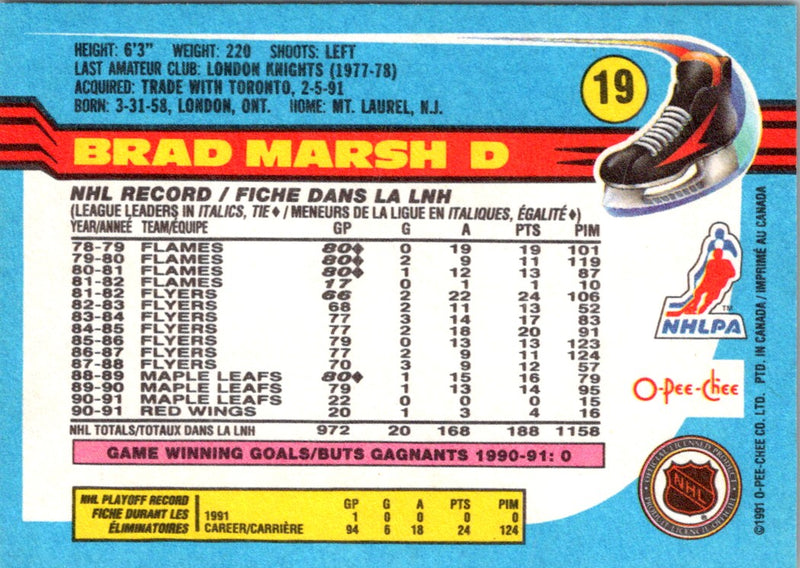 1991 O-Pee-Chee Brad Marsh