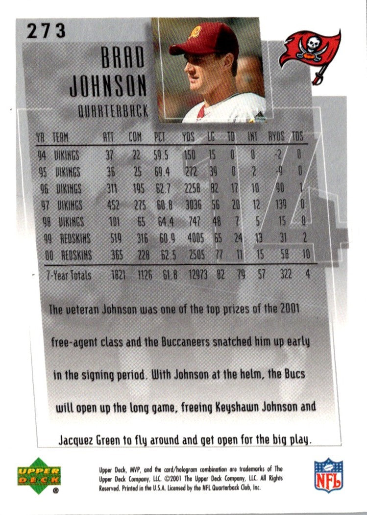 2001 Upper Deck MVP Brad Johnson