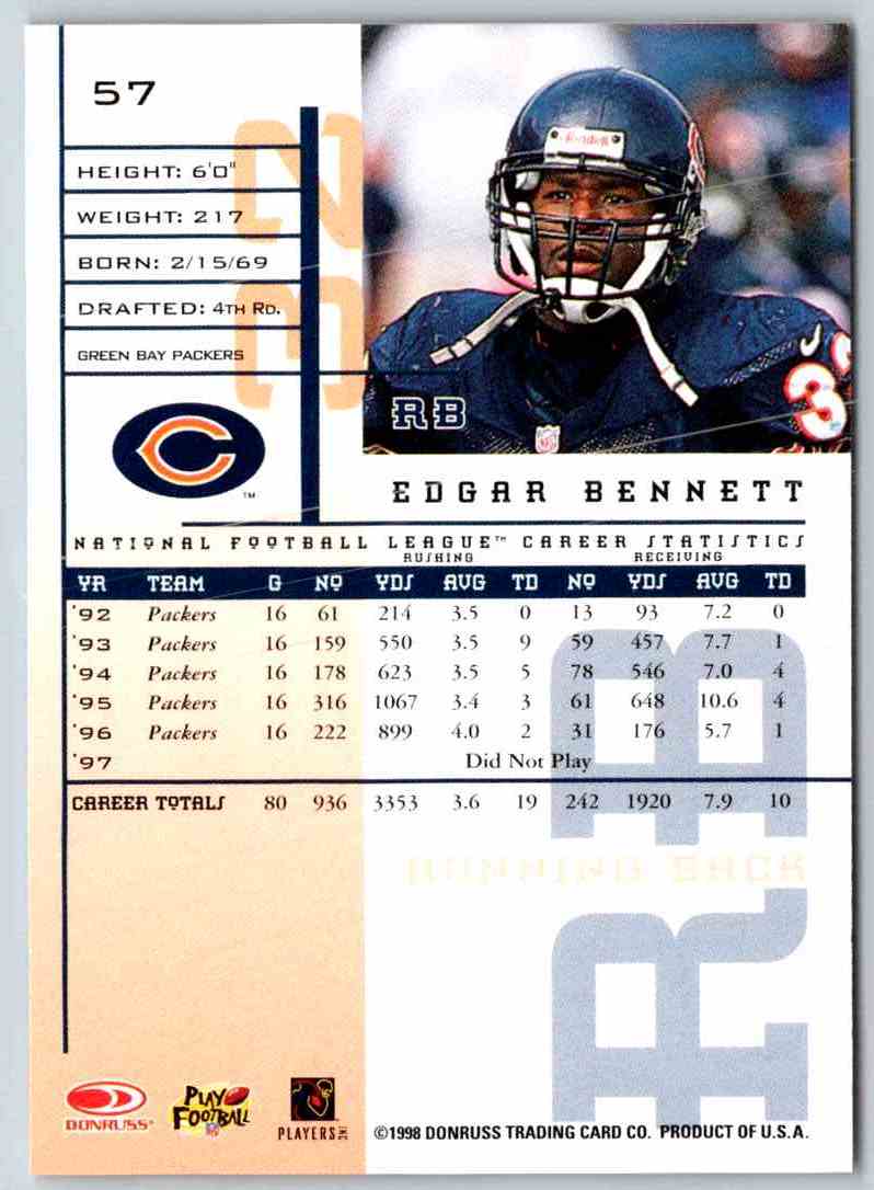 1998 Leaf Rookies And Stars Edgar Bennett