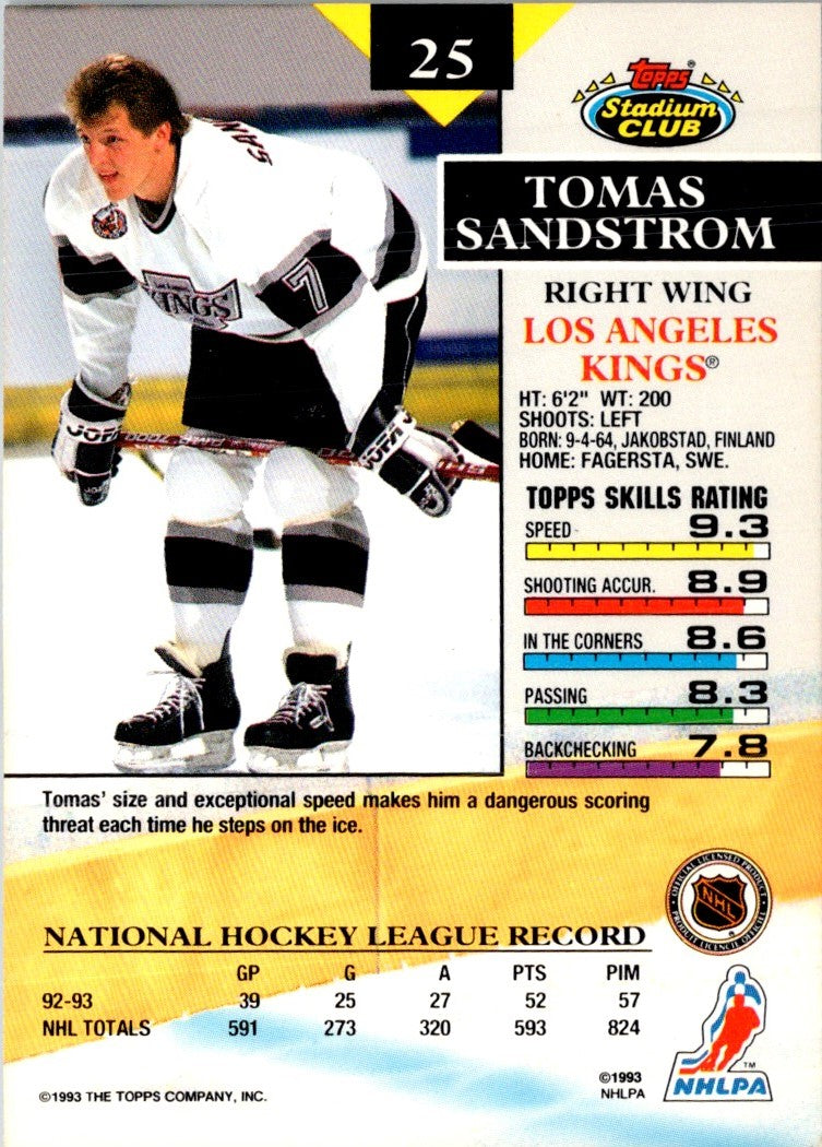 1993 Stadium Club Tomas Sandstrom