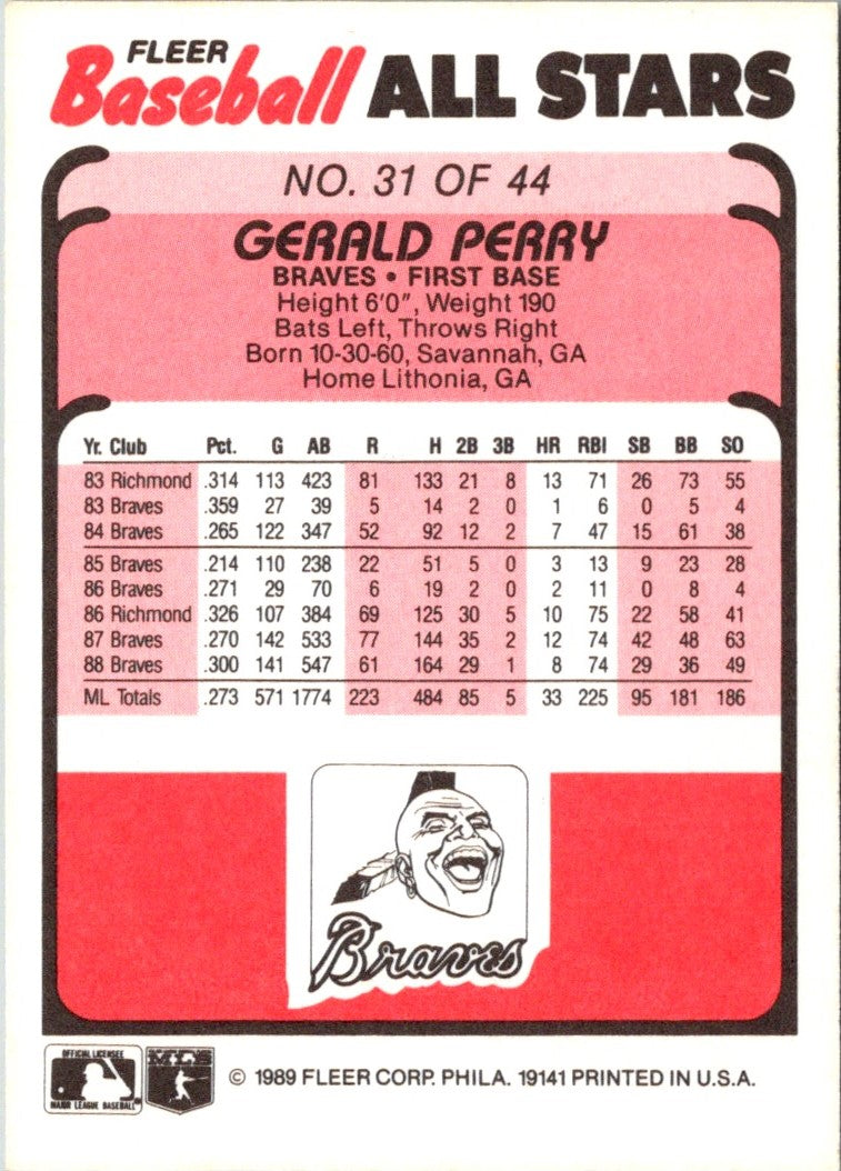 1989 Fleer Baseball All-Stars Gerald Perry