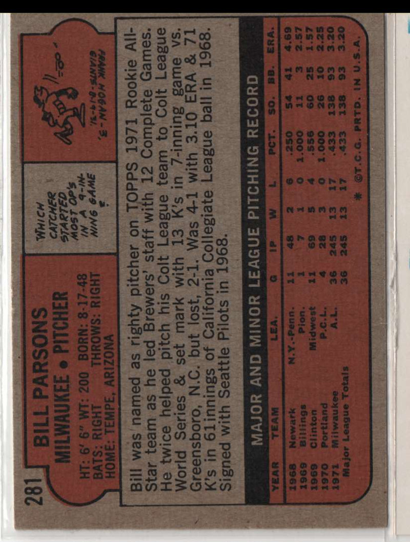 1972 Topps Bill Parsons