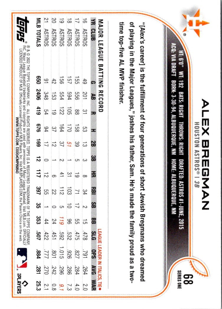 2022 Topps 1st Edition Alex Bregman