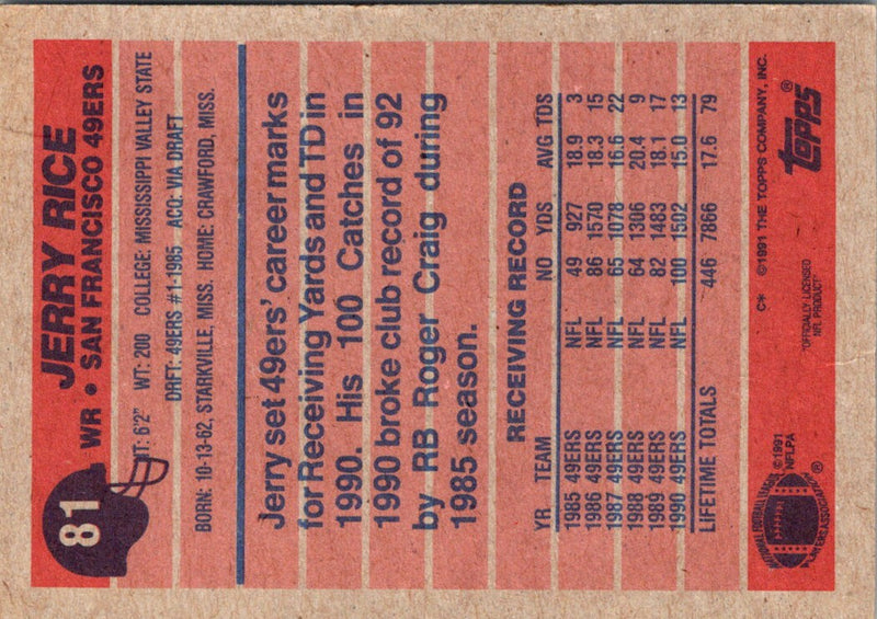 1991 Topps Jerry Rice