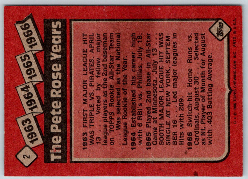 1986 Topps Rose Special: '63-'66