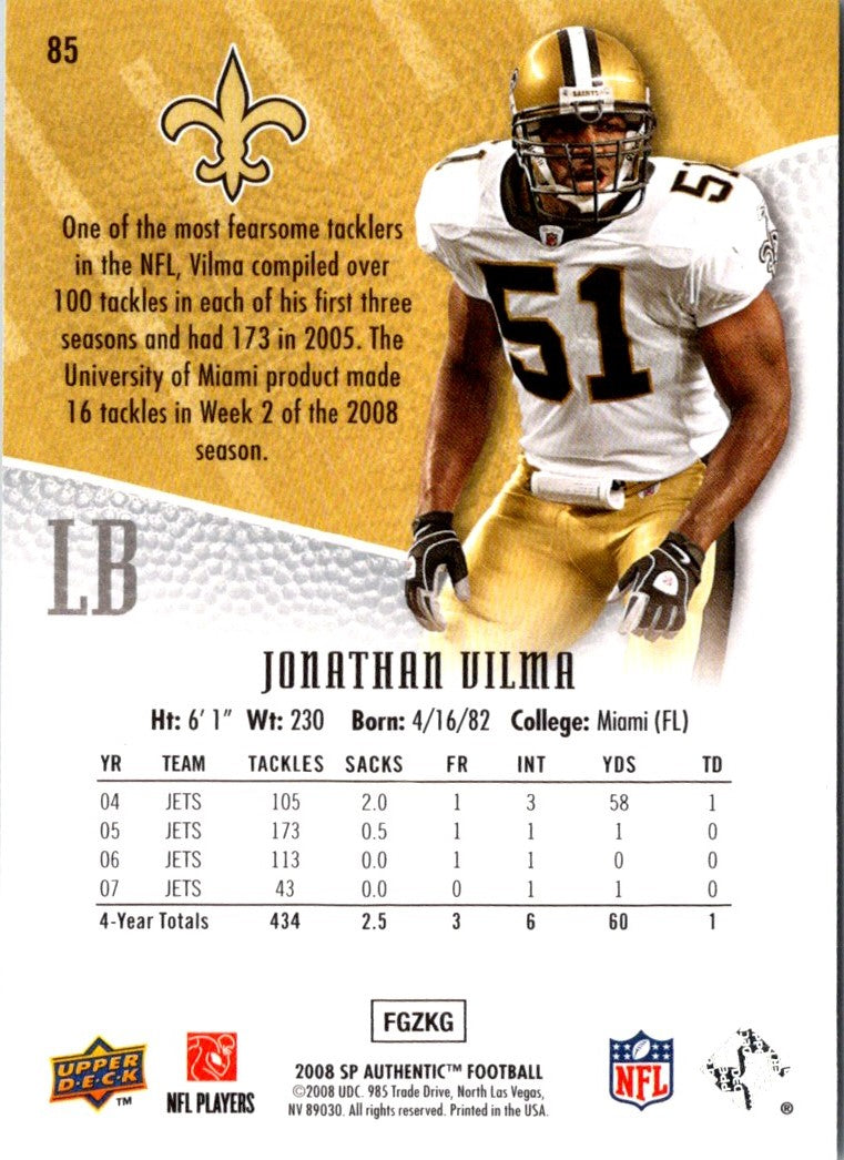 2008 SP Authentic Jonathan Vilma