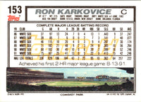 1992 Topps Gold Winners Ron Karkovice #153