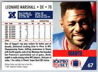 1991 Pro Set Leonard Marshall #67