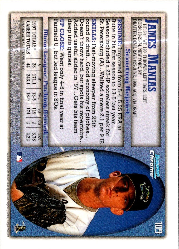 1998 Bowman Chrome Refractors James Manias