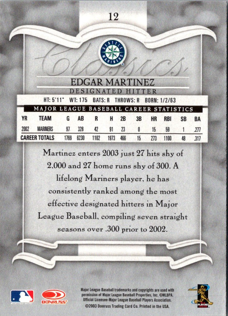 2003 Donruss Classics Edgar Martinez