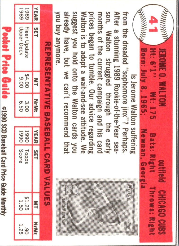 1990 SCD Baseball Card Price Guide Monthly Jerome Walton