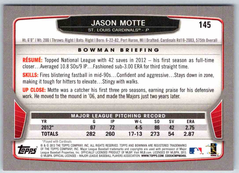 2013 Bowman Jason Motte