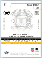 2003 Fleer Authentix Donald Driver #3