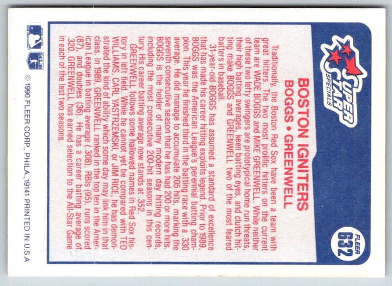 1990 Fleer Wade Boggs/Mike Greenwell