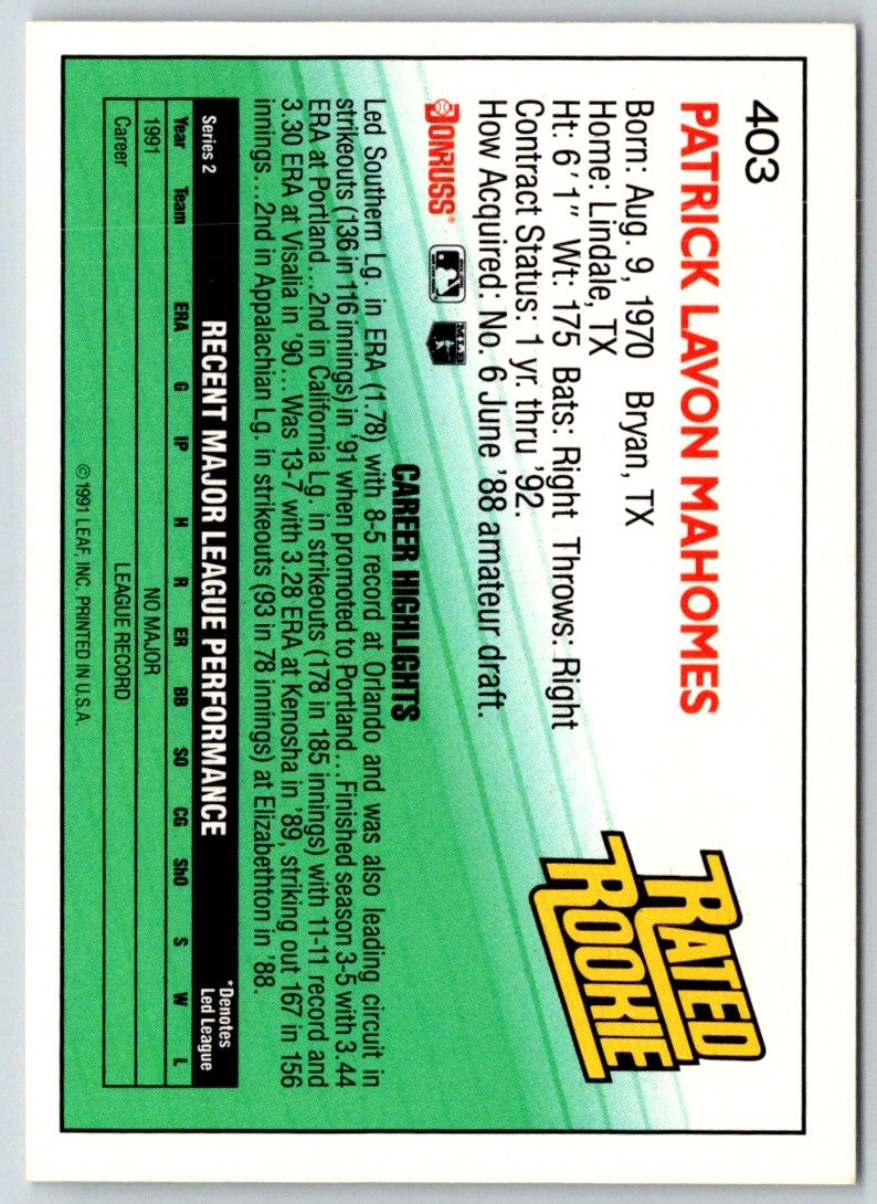 1992 Donruss Patrick Lennon