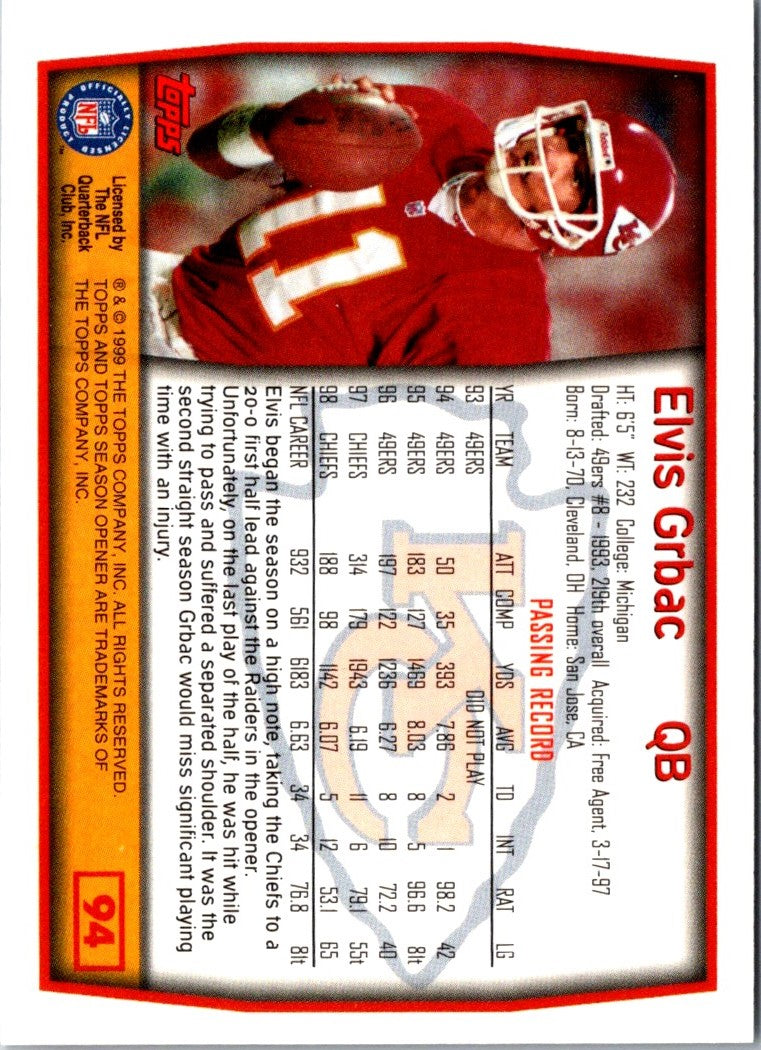 1999 Topps Season Opener Elvis Grbac