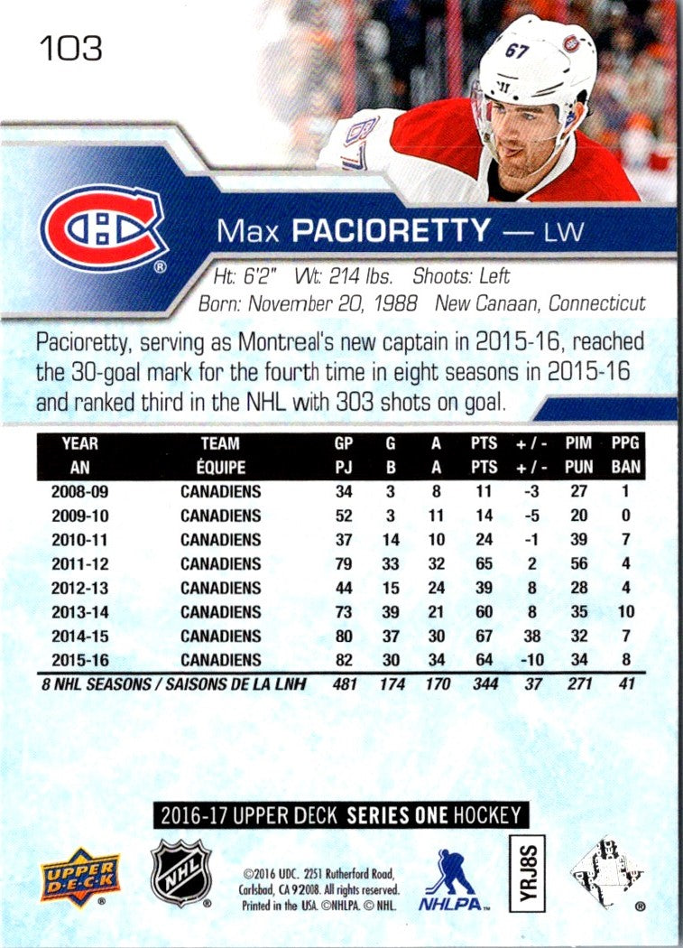 2016 Upper Deck Max Pacioretty