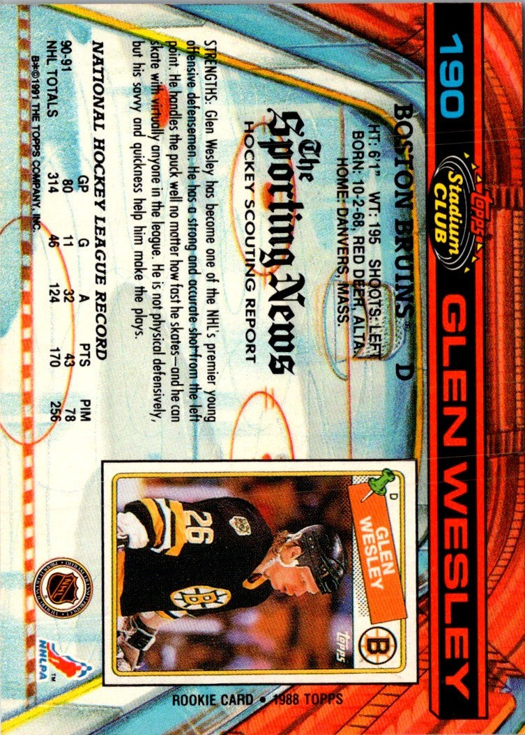 1991 Stadium Club Glen Wesley